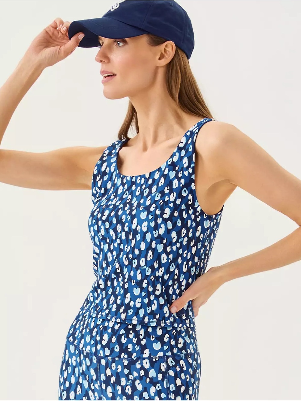 NWT Lilly Pulitzer UPF 50+ Luxletic Reversible Active Tank Blue Leopard print